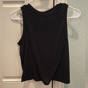 Black cropped Old Navy Active tank-top with mesh stripe down the back